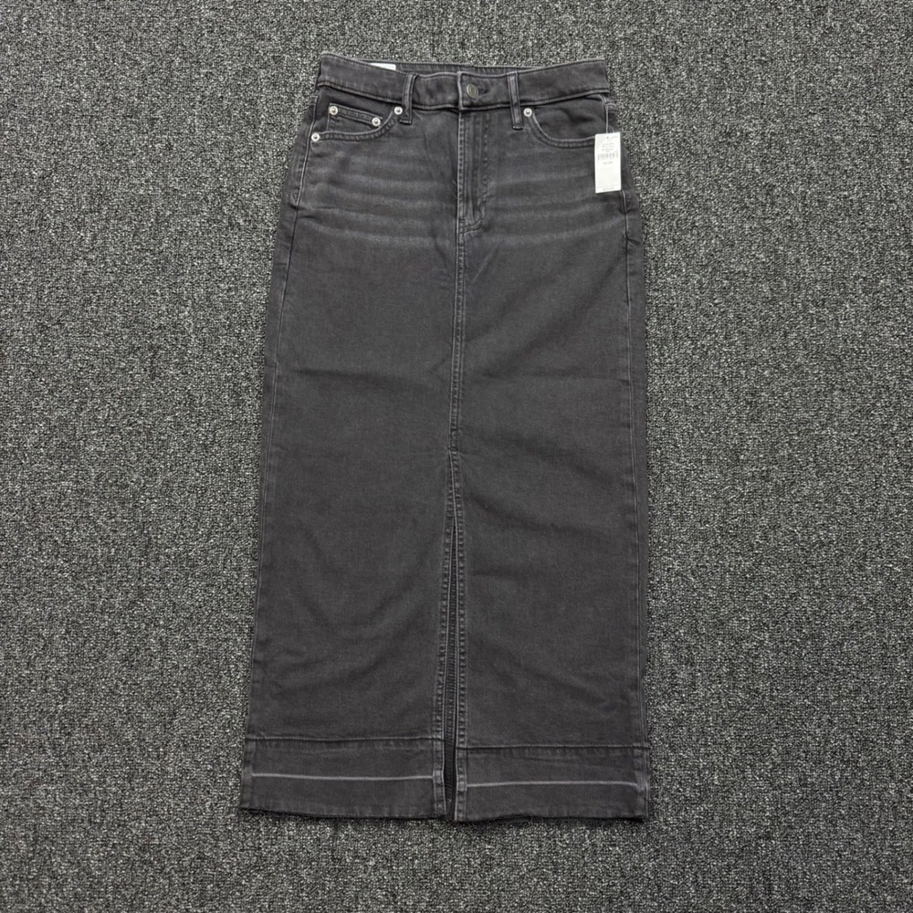 Gap Denim Straight Midi Skirt Black Wash Womens 24/00 Black NEW